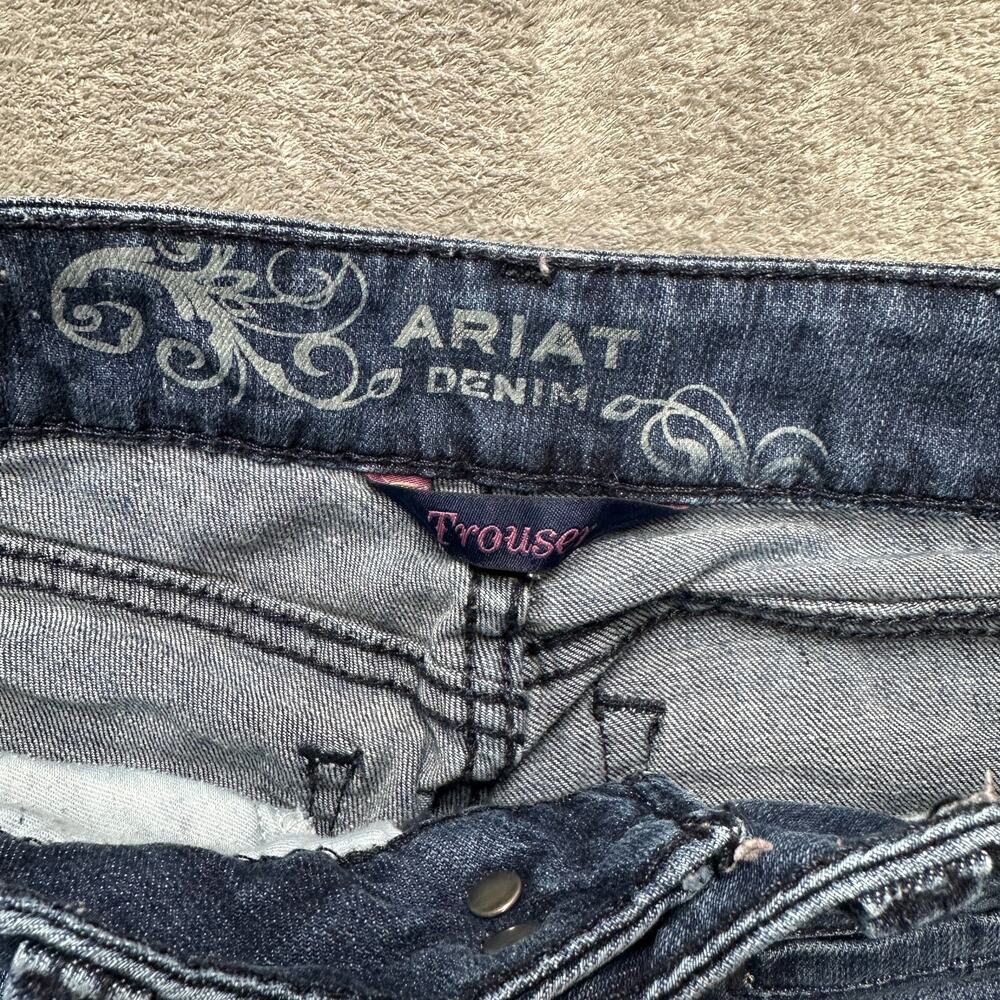 Ariat Denim Trouser Y2K Jeans Flared Womens 27S 27x30 Dark Wash Mid Rise EUC - Picture 6 of 9